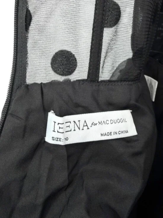 NWT Mac Duggal Black Polka Dot Net Bustier A-Line Midi Dress - Size 10‎ - Picture 15 of 16